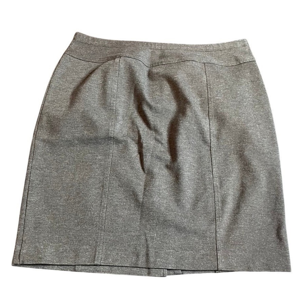 Ellen Tracy Charcoal Gray Knit‎ Pencil Skirt Large Pull On Stretch Knee Length